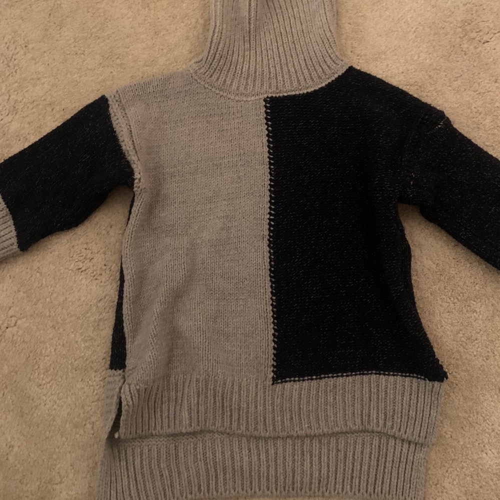 Navy blue and grey turtle neck sweater